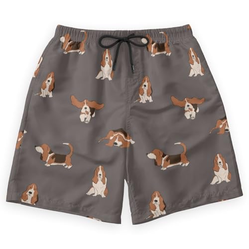 basset hound dog Men's Swim Trunks Beach Shorts with Pockets Athletic Pant S4