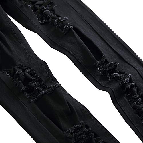 Andongnywell Skinny Fashion Men's Ripped Straight Biker Distressed Slim Stretchy Jeans Destroyed Trousers4