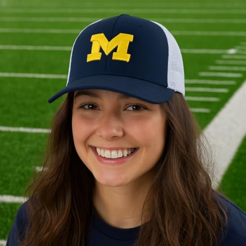 Gorra Trucker Bicolor Azul Marino y Blanco Michigan University miniatura 3