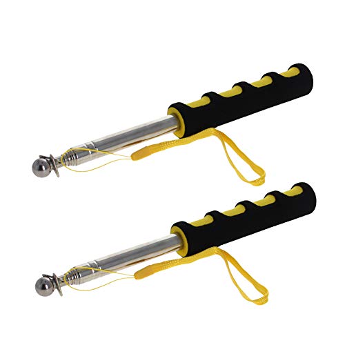 Image of Othmro 2Pcs Hollow Telescopic Teachers Pointer, Teaching Pointer Stick for Classroom, Metal Hand Retractable Pointer Extended Length 39.4 inch, Handheld Presenter Whiteboard Pointer (Yellow)
