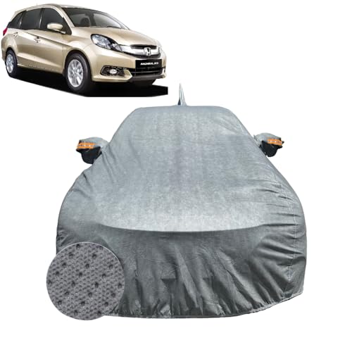 Image of Car Cover for Honda Mobilio (2014-2017) | 100% Waterproof Cover with Antenna & Reflective Mirror Pockets | Dustproof, Scratchproof, Heatproof Mobilio Car Cover |Soft Cotton Lining| Grey