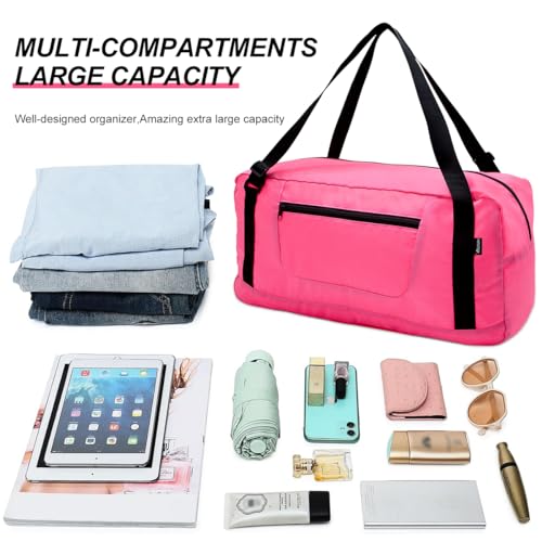 Image of HOLYLUCK Foldable Travel Duffel Bag For Women & Men Luggage Great for Gym - pink