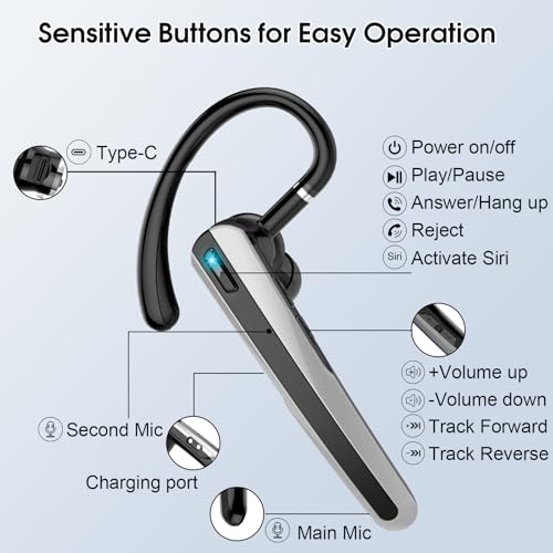 Oreillette Bluetooth sans fil Atheewon avec micro ENC pour appels clairs