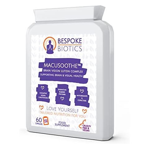 MACUSOOTHE Eye Complex Premium Vision Support, Eye Pressure, Age Related, Blue Light (from Smartphones) | Contains Zeaxanthin, Lutein, Bilberry & Pine Bark | UK Made | GMP Standards Cover
