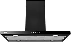 Coifa e Depurador de Ilha Eos 90cm Premium com Painel Digital Touch e Vazão de 1200m³/h Inox Preto Eco91itdp 110v