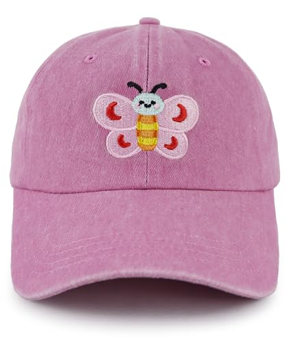 Butterfly Girls Baseball Hat Cute Embroidered Toddler Little Girls Baseball Cap Childrens Day Birthday Gifts for Daughter Sister Niece Granddaughter Pink