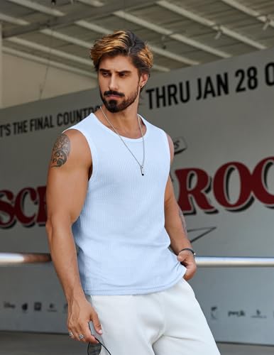 Image of COOFANDY Mens Casual Tank Tops 2 Pack Waffle Knit Sleeveless Shirt Breathable Tank Shirts Summer Muscle Tee