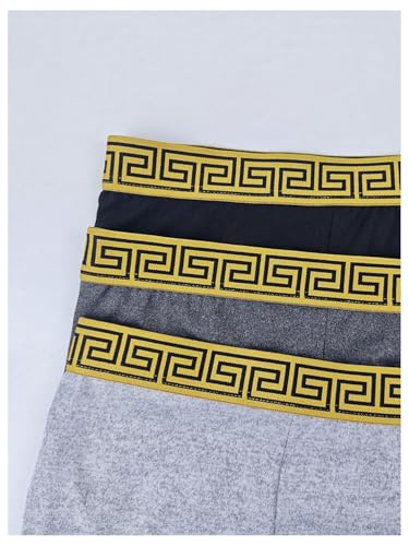 WDIRARA Men's 4 Pack Geometric Print Boxer Briefs Mid Rise Breathable Soft Underwear Trunks3