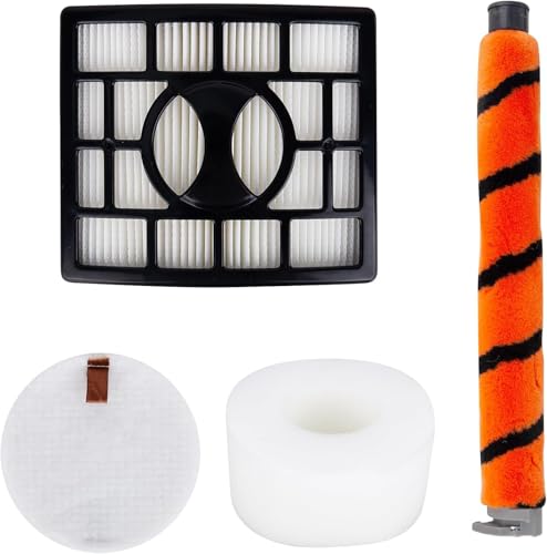 4 Pack Replacement Parts for Shark DuoClean 1 Roller Brushes + 1 Hepa Filters + 1 Cleaning Brush + 1 foam & felt filters Compatible with Shark NV800 NV801 NV803 UV810 HV380 Powered Vacuums