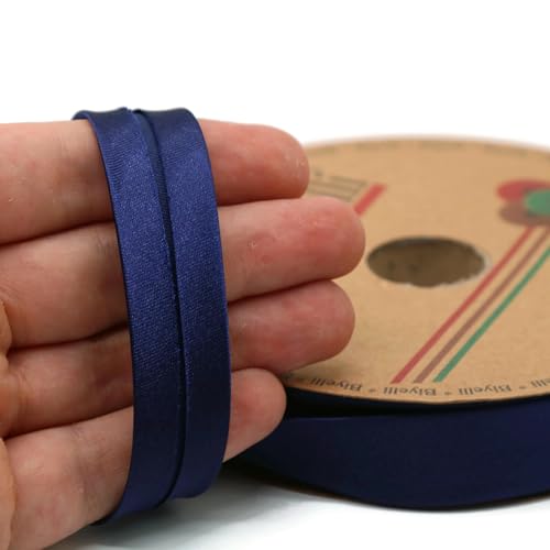 Image of Fold Satin Bias Tape - 99+ Colors - 3 /4 Inches Wide - 27 Yards - Fold Satin Binding Bias Ribbon Fabric Piping Bias Binding Tape for Sewing Clothing DIY (21. Night Blue) BYS21