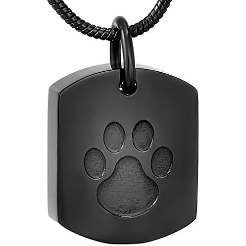 Ashes Necklace for Ashes Paw Print Cremation Jewelry for Ashes Human Ashes Holder Memorial Keepsake Jewelry for Pet's/cat/Dog's Ashes (Black) Cover