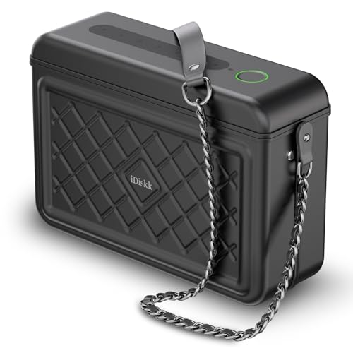 iDiskk MFi Zertifiziertes Aluminium Fingerprint & Password Elektronische Sicherheit Diebstahlsicherer Safe, innovative lockable Bag for women,Eingebauter Akku mit 8000 mAh,Find My,ideal gift