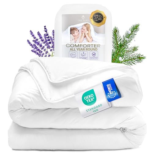 FAM Home Bettdecke 200 x 220 x 3 cm 4 Jahreszeiten Waschbar I Steppdecke...