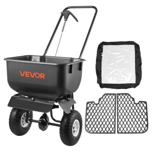 Image of VEVOR Push Lawn Spreader 80 lbs Capacity Walk-Behind Broadcast Spreader | for Garden Care, 12 ft Spreading Width & 15 Adjustable Settings, 10 in All-Terrain Tires for Seed Fertilizer, Salt Ice Melt | For Garden Care, 12 ft Spreading Width & 15 Adjustable Settings, 10 in All-Terrain Tires for Seed Fertilizer, Salt Ice Melt