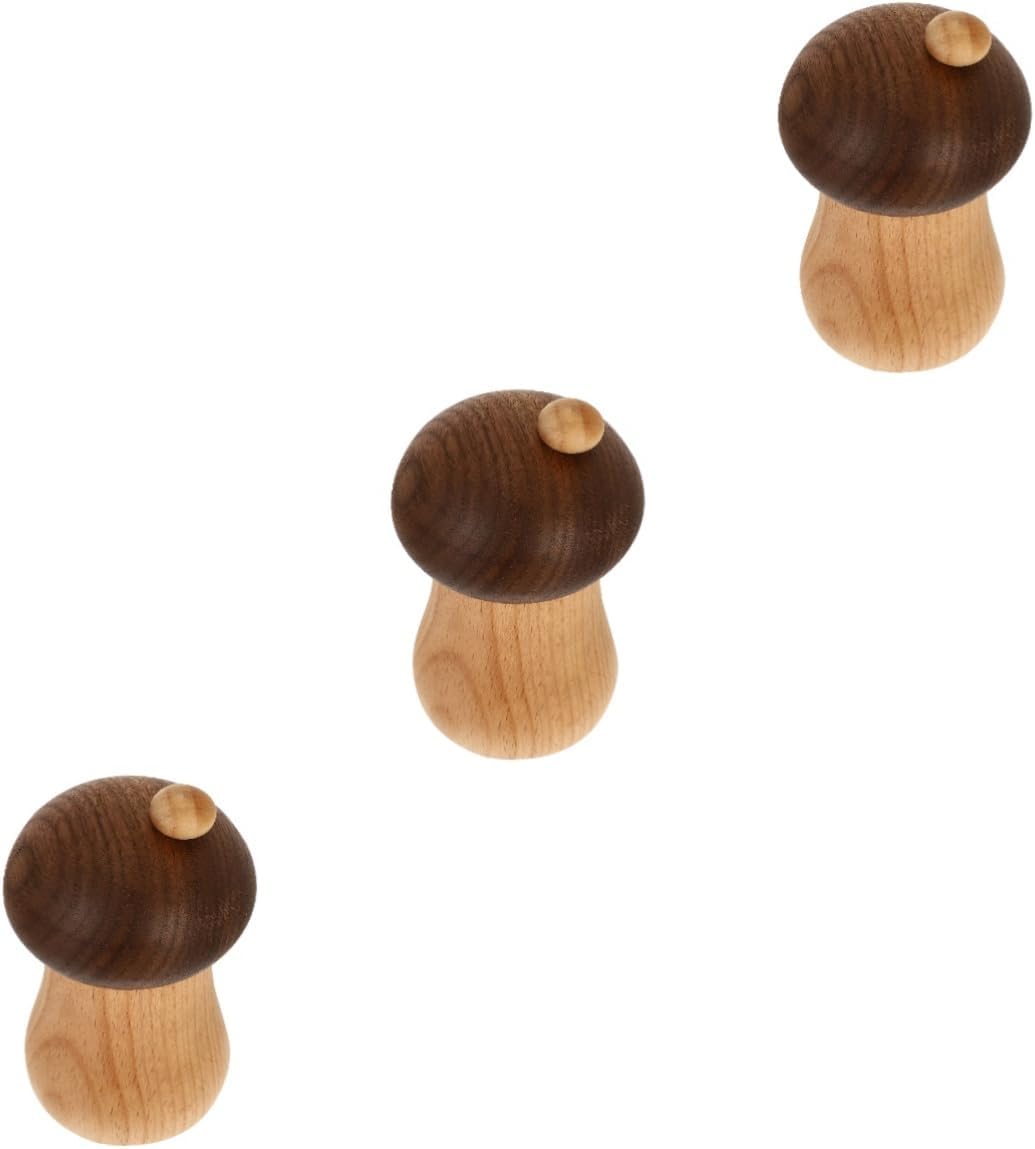 MAGICLULU 3pcs Wooden Mushroom Toothpick Holder Stylish Kitchen Decor Capacity Toothpick Case for Dining Table Practical and Compact Home Accessory for Mushroom Lovers