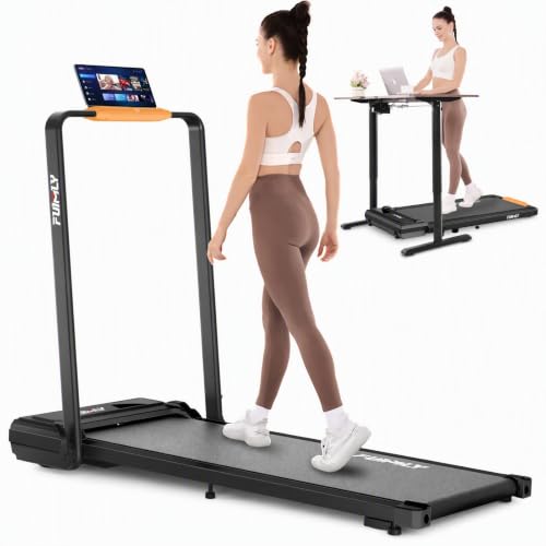 Image of FUNMILY Upgrade Walking Pad Folding Treadmill with 12% /15% Incline & Handle Bar, 3.5HP Foldable Under Desk Compact Treadmills for Home /Office /Gym, 400+lb Capacity, Shock Absorption