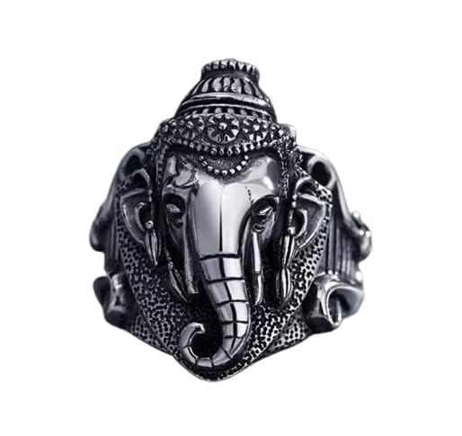 Stylish Rings For Men Ganpati Silver Colour Biker Ring Adjustable (B0CNVHDS6C) Amazon Price History, Amazon Price Tracker