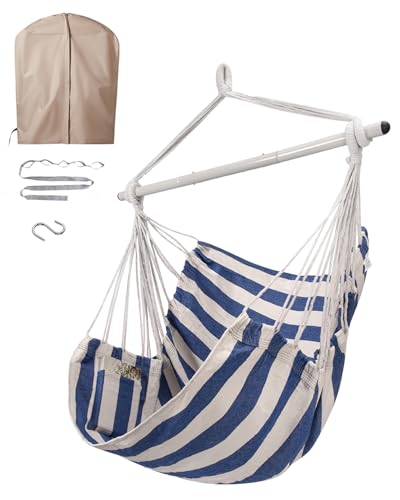 Image of ADVOKAIR Hammock Chair Swing, Heavy-Duty Hanging Rope Swing Seat Supports 500 Lbs, Ideal for Outdoor Patio, Backyard, Porch, Deck & Indoor Bedroom Use