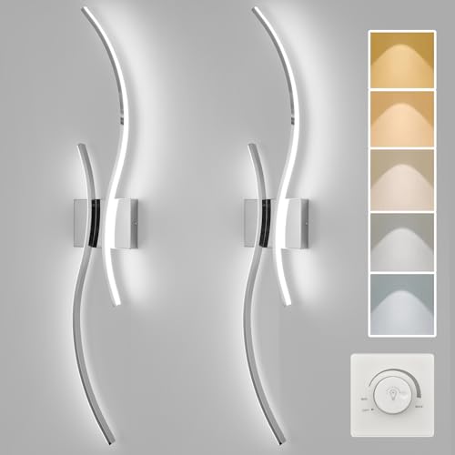 CANEOE Modern Dimmable LED Wall Sconce Set 2-Pack Chrome