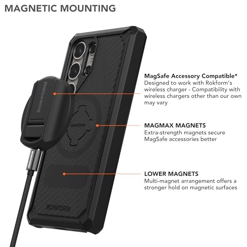 Image of Rokform - Galaxy S24 Ultra Case, Rugged Series, Magnetic Case with Twist Lock, Drop Tested Armor (Black)