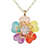 Navachi 18k Gold Plated White Crystal Colorful Acetate Blooming Flowers Az6128 Pendant Necklace 16'+2'