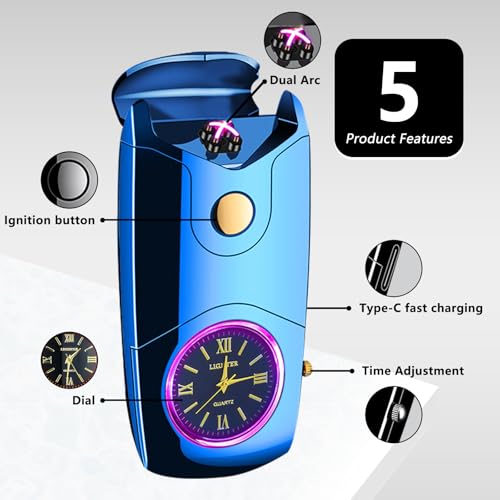 Encendedor eléctrico USB recargable azul miniatura 6