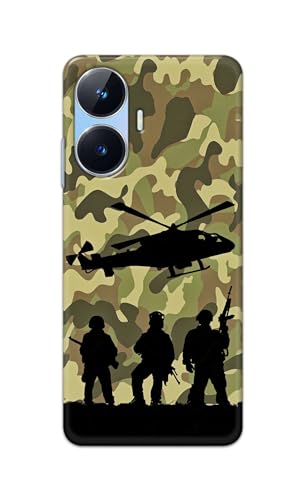 Image of Printed Hard Back Cover Case for Realme Narzo N55 Back Cover (Army) -1111