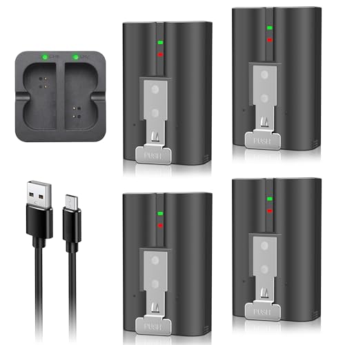 4-Pack V4 6040mAh Replacement Battery with Charger Station for Ring-Doorbell Camera 2/3/4 Spotlight Cam and Stick Up Cam (2nd & 3rd Gen) Peephole Camera Indoor 3.65V