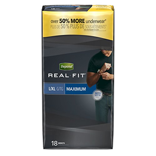 Depend Real Fit Incontinence Underwear for Men, Maximum Absorbency, L/XL, Grey