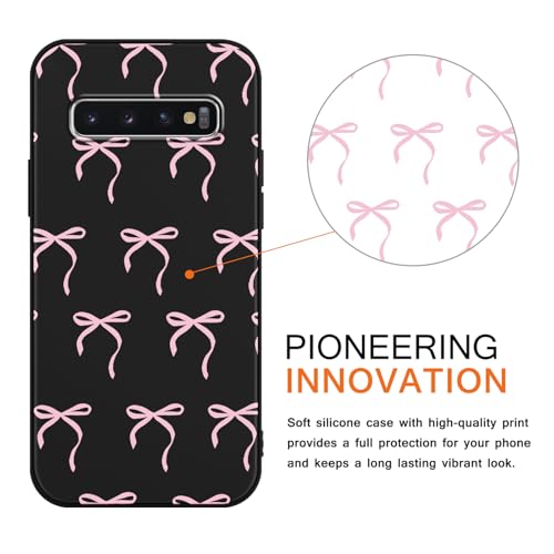 Phoona Bow Pattern Phone Case for Samsung Galaxy S10（4G） 6,1", Cute Aesthetic Design Print Funda with TPU Slim Liquid Silicone Shockproof Protection Soft Phone Cover for Women Girls, 01