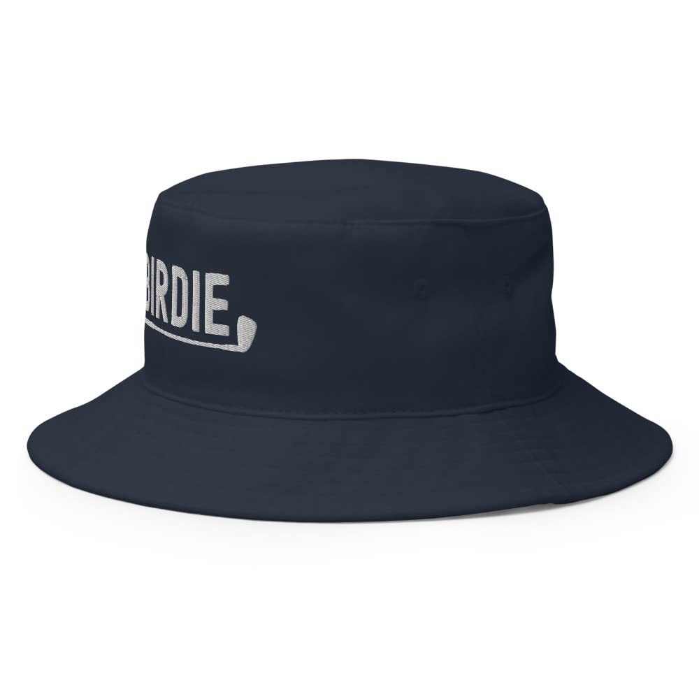Birdie Hat Bucket Hat | Funny Golf Embroidered Bucket Cap | Gift for Golfers Navy