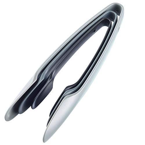 Westmark Juego de pinzas para servir/buffet, 3 piezas, 3 pinzas de diferentes tamaños, Longitudes: 18,3 cm, 21 cm, 25,5 cm, Plástico, Antracita / gris / gris claro, 12542270