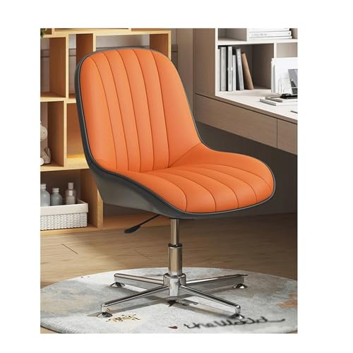Silla de oficina ergonómica sin brazos, moderna silla de escritorio acolchada de cuero, altura ajustable, respaldo medio, sin ruedas, ideal para uso doméstico y maquillaje, soporta hasta 150 kg