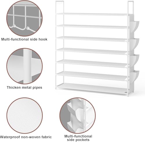 Image of OYREL Shoe Rack 7 Tier Shoe Organizer Shoe Storage 28-35Pairs Shoe Rack for Closet Shoe Rack Organizer Entryway Shoe Holder Space Saving Shoe Shelf Shoe Stand Large Tall Shoe Tower Garage
