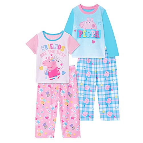 Peppa Pig Girls Pajamas for Toddler Kids | 4 Piece Sleepwear Sets for Toddler Girls Pajama Bottoms and Sleep Shirts