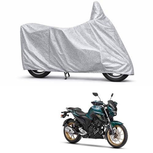 Image of 100% Waterproof Two Wheeler Body Cover Multi Layered Fabric Designed for Yamaha FZS25 | Belt Buckle Lock | Silver Mag