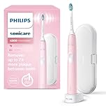 Philips Sonicare ProtectiveClean 4300 Electric Toothbrush, Sonic Toothbrush with Two Intensity Levels, Pressure Sensor and Timer, Pink, Model HX6806/03
