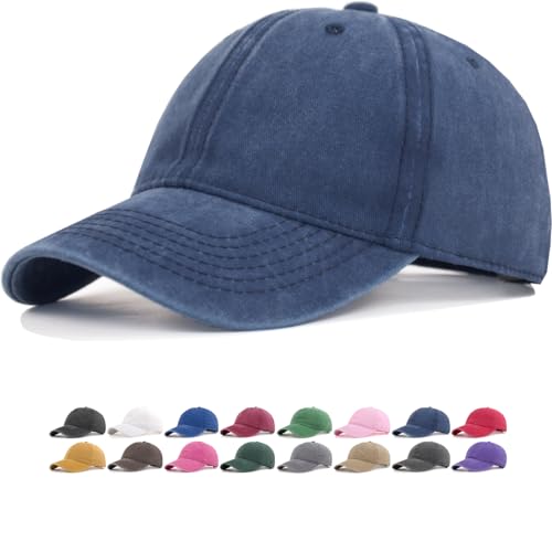 Image of Vintage Washed Cotton Baseball Caps Men Women Adjustable Unstructured Low Profile Dad Hat