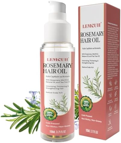 Rosemary Hair Oil for Hair Loss Organic - Lightweight Scalp Oil T...