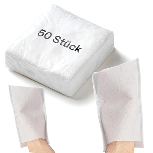 Theracaso Einmal-Waschhandschuhe Molton 50 Stück – weich & fusselfrei | 75g/m² | 15x22 cm | für Pflege, Inkontinenz, Baby, Senioren | reißfest & saugstark | ultraschallverschweißt