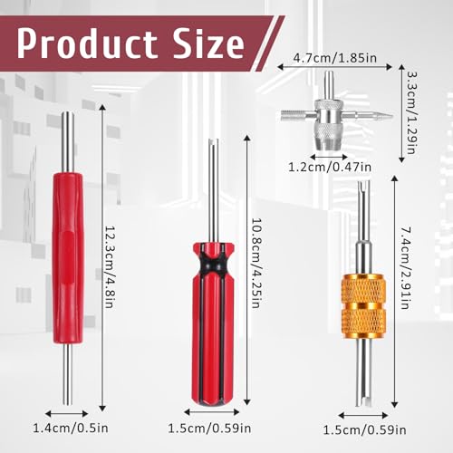 Image of Psyqtsuary Valve Core Removal Tool 7 PCS Valve Stem Removal Tool Kit, 4-Way Valves Stem Wrench Extractor Schrader Valves Removals Tools for Bicycle Car Trucks Tire Repair Installation