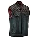Leatherick Groove Club Herren-Motorradweste aus schwarzem Leder – Bikerweste (DE/NL/SE/PL, Numerisch, 60, Regular, Regular, Schwarz (rote Rautennaht))