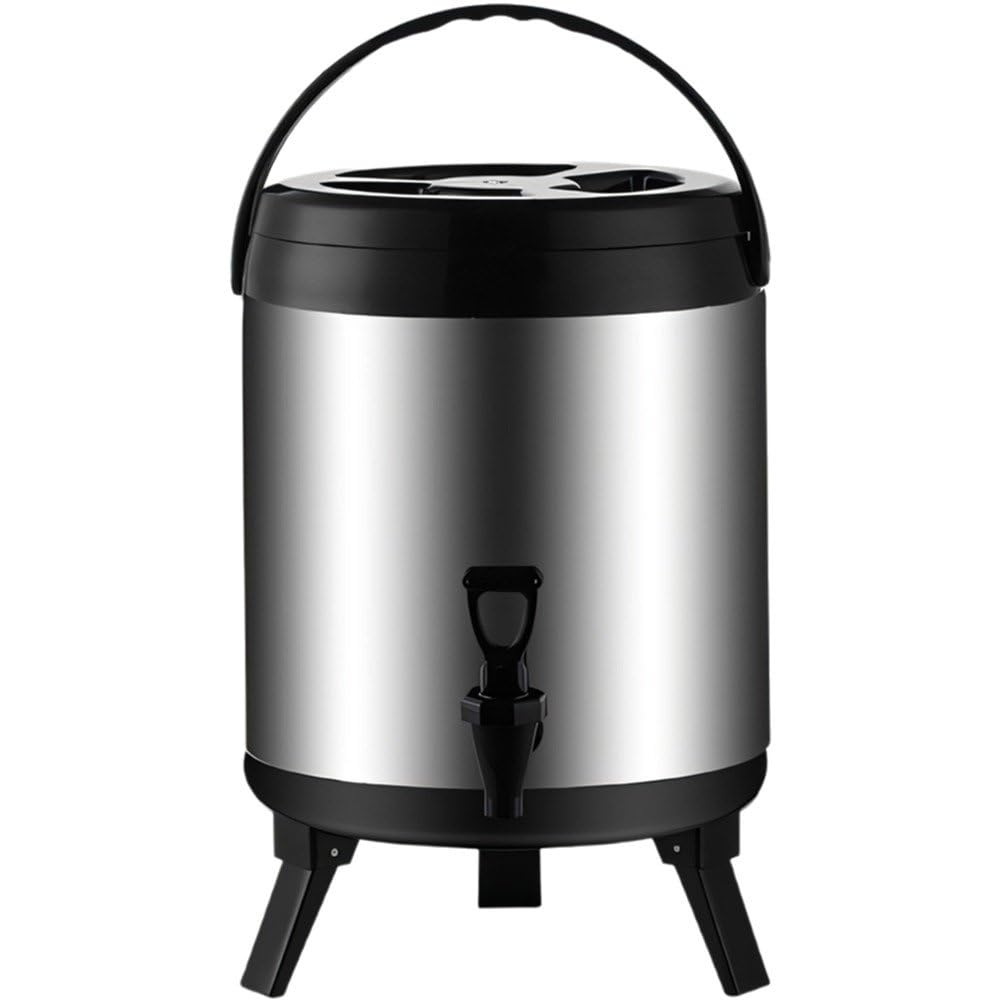 Seau distributeur de boissons isotherme avec robinet anti-goutte en inox 6 litres