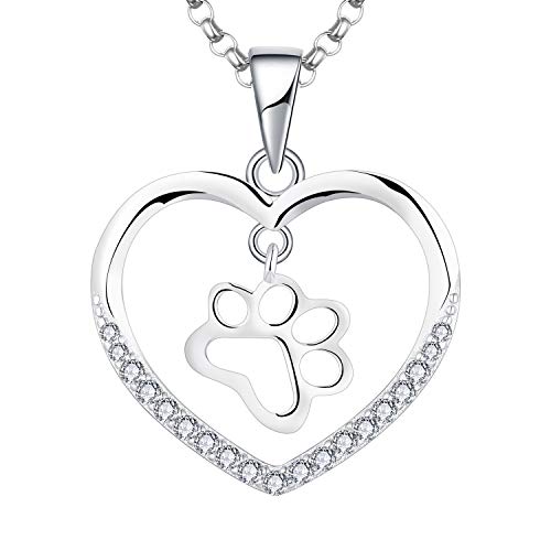 JO WISDOM Collana Cane Zampa Stampa Orma Ti amo dal mio cuore Argento...