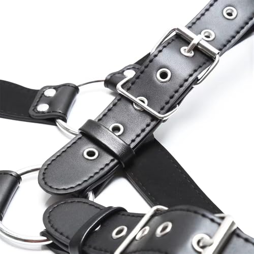 Pfylinqo WXH00062 Men'S Leather Harness Enduring And Breathable Adjustable Buckle Body Chest Garter Shoulder Cage Belt Body Bondage Cage Punk Nightclub Cosplay Costume Clubwear thumb #2