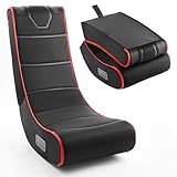 Daniel James Foldable Bluetooth Rocker Video Gaming Chair | Floor Rocker with Built-In Speakers | Wireless & Wired Audio | Compatible with PS4, PS5, Xbox, Nintendo & Smart TV | Black & Red - Image 1