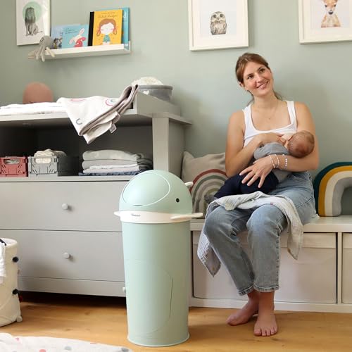 Kindsgut Papelera para pañales Ballena Aguamarina Incl. lámina Tubular, a Prueba de olores Gracias a la Doble Tapa antiolores, fácil de Limpiar, Materiales respetuosos con el Medio Ambiente - imagen 4