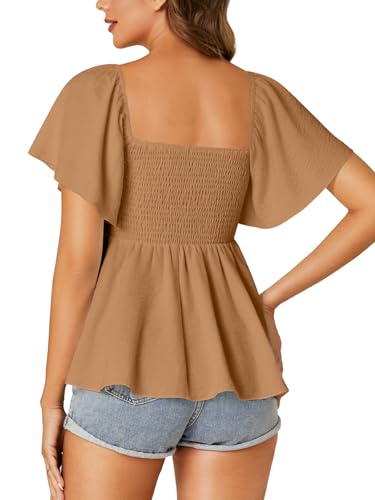 Image of LYANER Women's Square Neck Cute Peplum Top