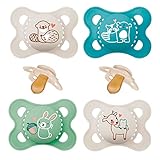 MAM Original // LATEX // Naturkautschuklatex Schnuller 0-6 // 4er Set Uni // inkl. 2 Sterilisiertrasportboxen