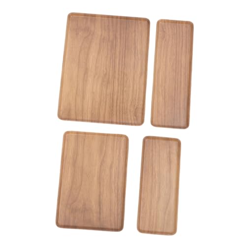 Fdit Conjunto de Bandeja de Servicio de Melamina de 4 Piezas, Platos Rectangulares Resistentes y Ligeros con Recubrimiento sin Deslizamiento para Bocadillos, Desayuno y Reuniones